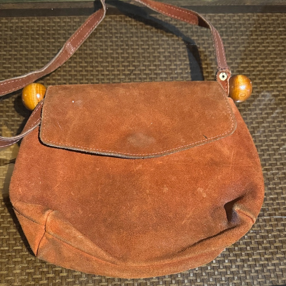 Vintage suede handmade bag 1960s